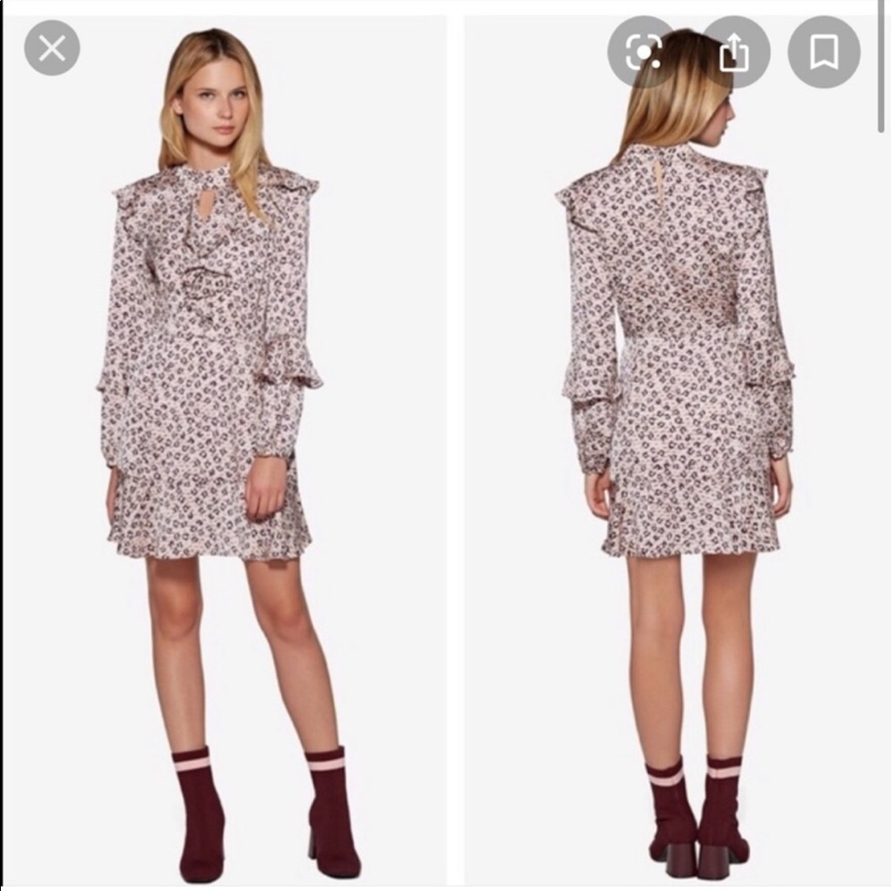 Avec Les Filles Pink Leopard Ruffle Dress